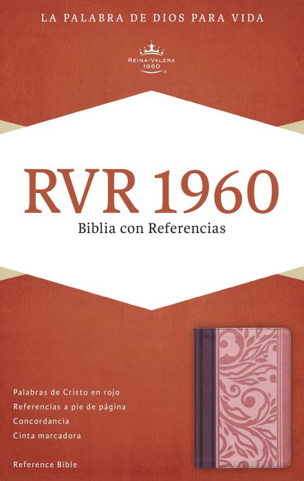 RVR 1960 Biblia con Referencias, borravino/rosado símil piel